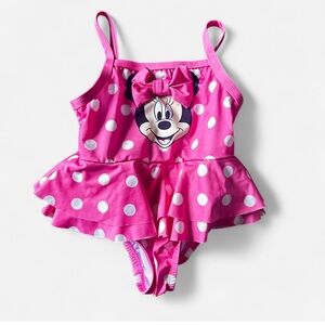 Disney Pink Polka Dot Minnie Mouse Kids Swim One Piece